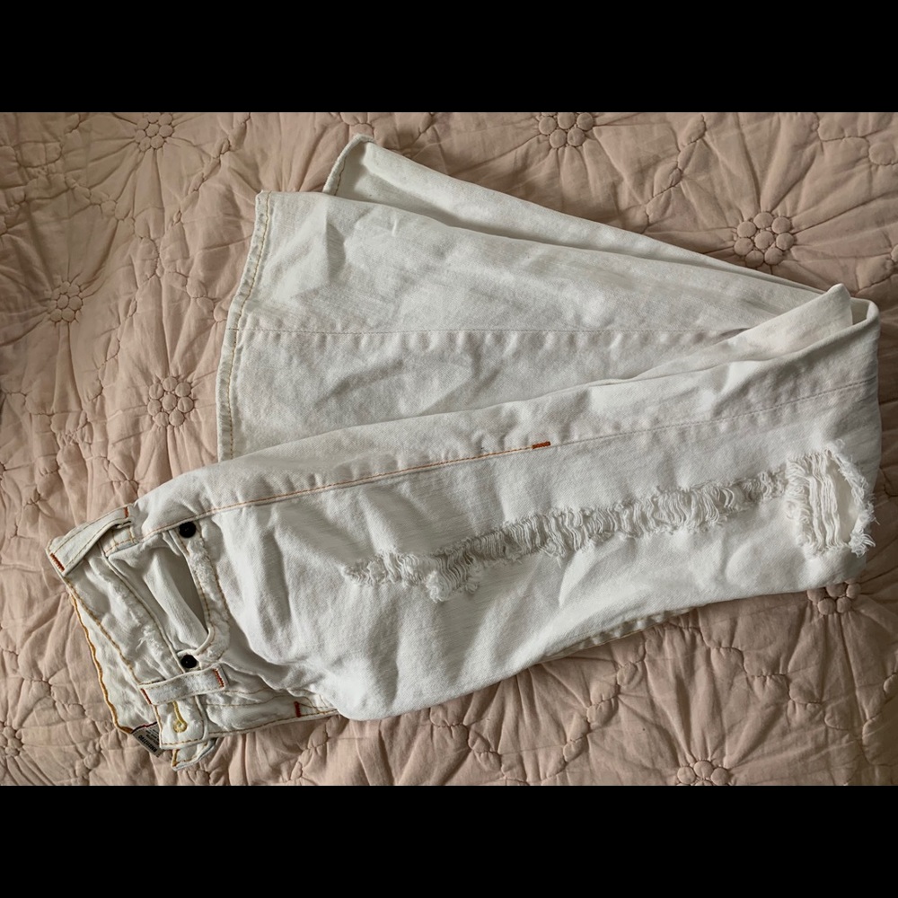 Y2K true religion white flare jeans